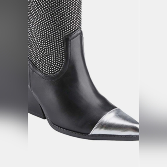 Weeboo Chunky Heel Rhinestone Western Cowboy Boots - Picture 2 of 4